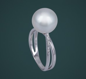 Кольцо с жемчугом к-110666-бб: белый морской жемчуг, золото 585°